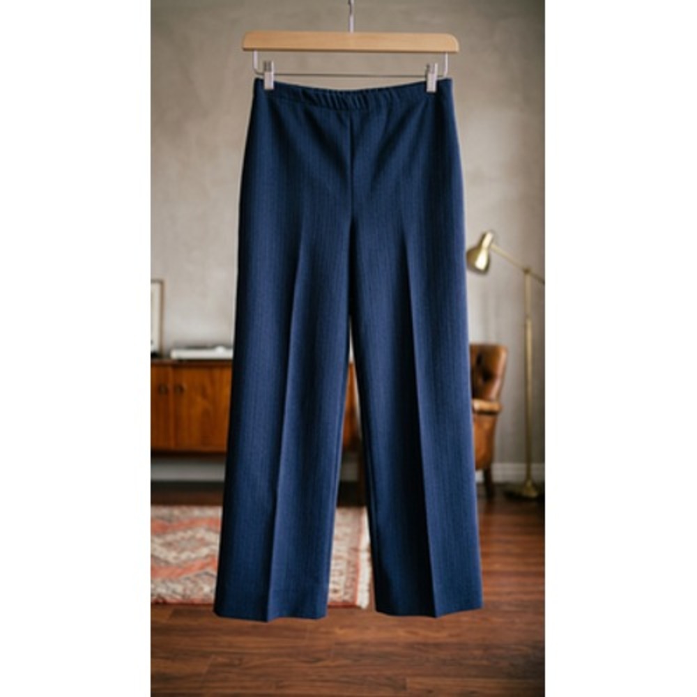 Russ Women Striped Navy Pants 28W 25in Inseam Trousers Vintage Slacks